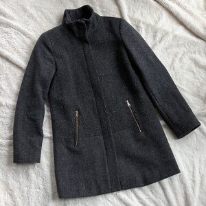 Nautica Charcoal Herringbone Stand-Collar Coat